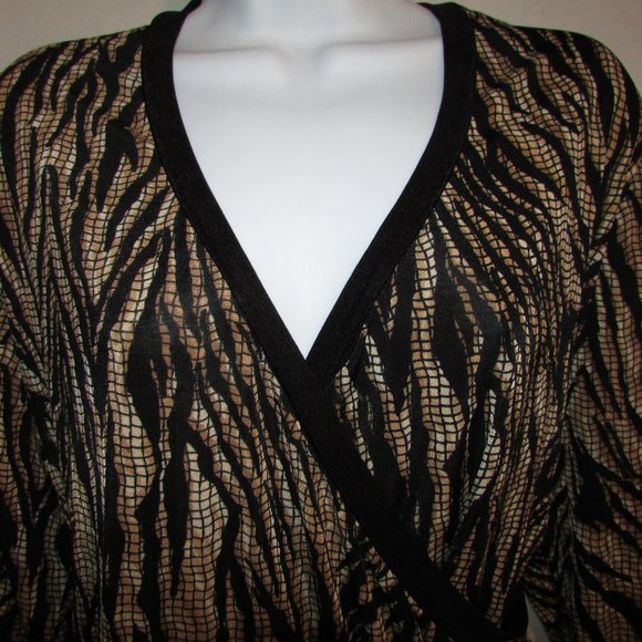 Carol Rose Animal Print Splice Front Knit Top Sz 2X - Picture 2 of 5